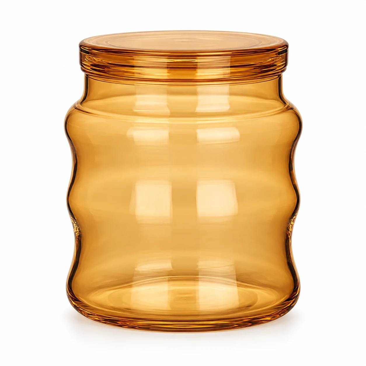 450ml Wavy Glass Candle Jar with Lid - VSS-CJ-031 — amber