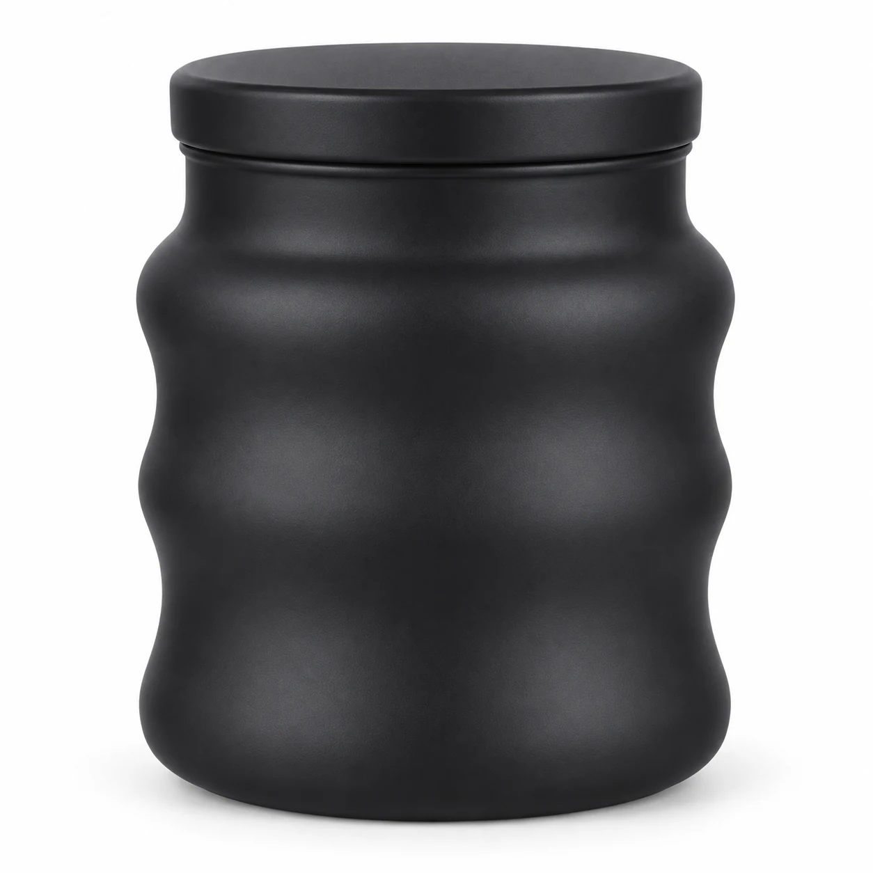 450ml Wavy Glass Candle Jar with Lid - VSS-CJ-031 — black
