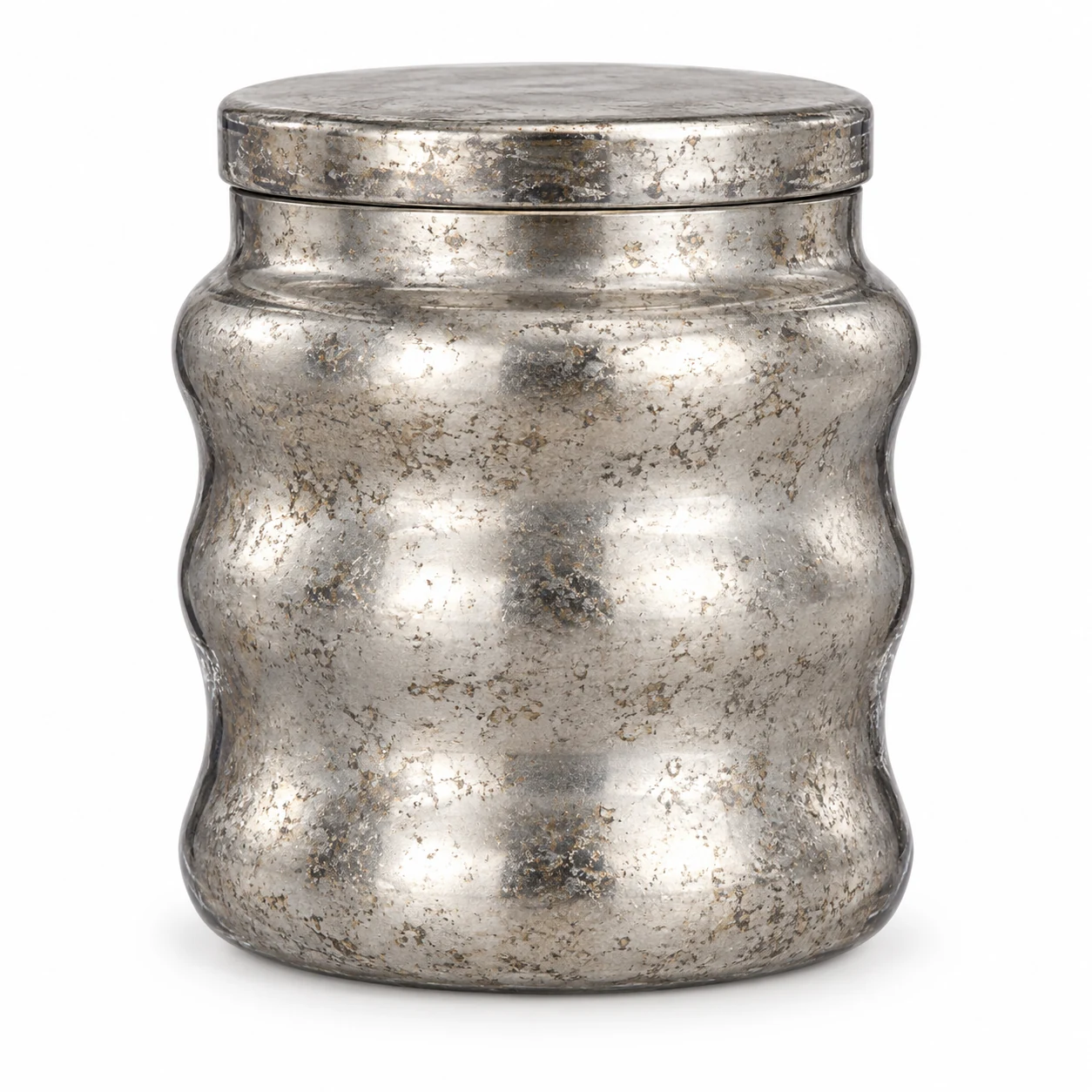 450ml Wavy Glass Candle Jar with Lid - VSS-CJ-031 — silver corroded