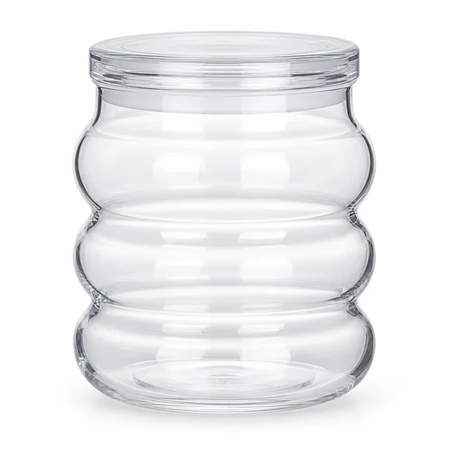 450ml Bubble Glass Candle Jar with Lid - VSS-CJ-032 — clear