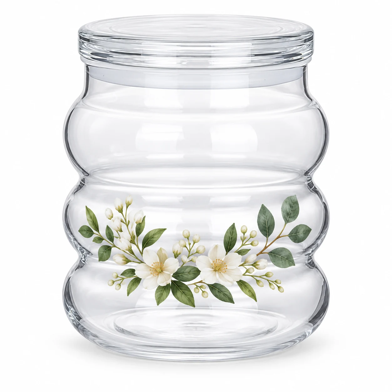 450ml Bubble Glass Candle Jar with Lid - VSS-CJ-032 — botanical decal