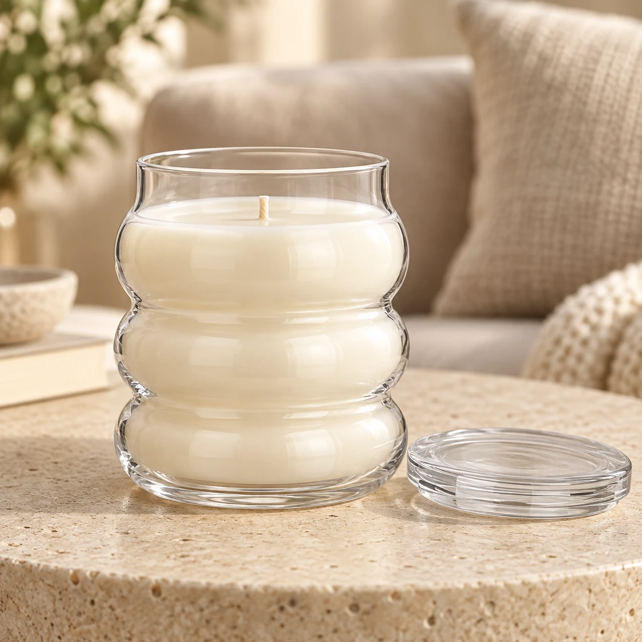 450ml Bubble Glass Candle Jar with Lid - VSS-CJ-032 — lifestyle 01