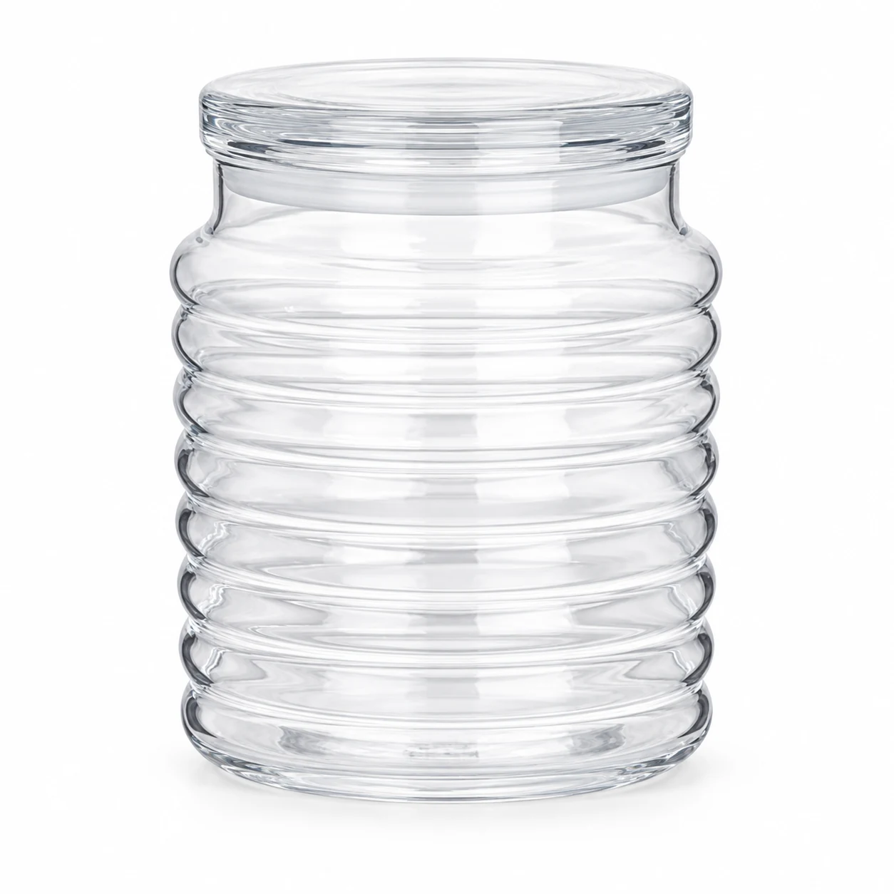 450ml Horizontal Ribbed Glass Candle Jar with Lid - VSS-CJ-033 — clear