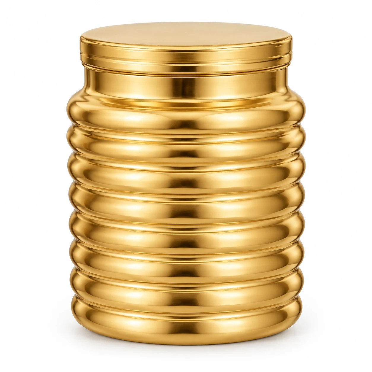 450ml Horizontal Ribbed Glass Candle Jar with Lid - VSS-CJ-033 — gold