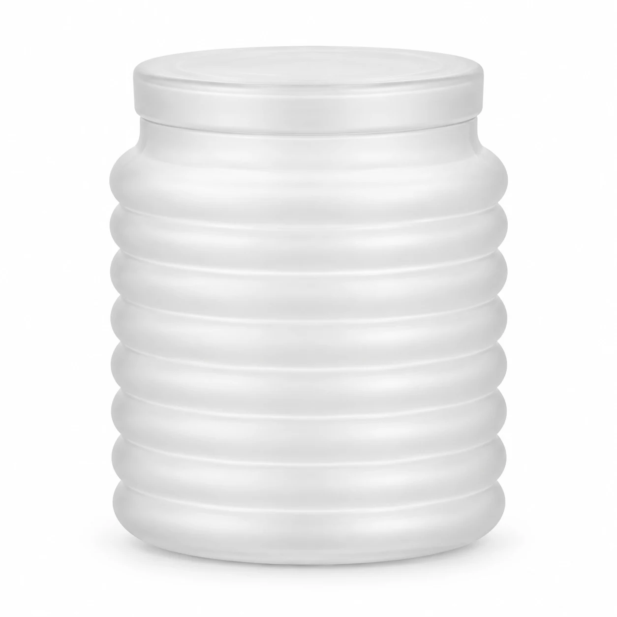 450ml Horizontal Ribbed Glass Candle Jar with Lid - VSS-CJ-033 — white