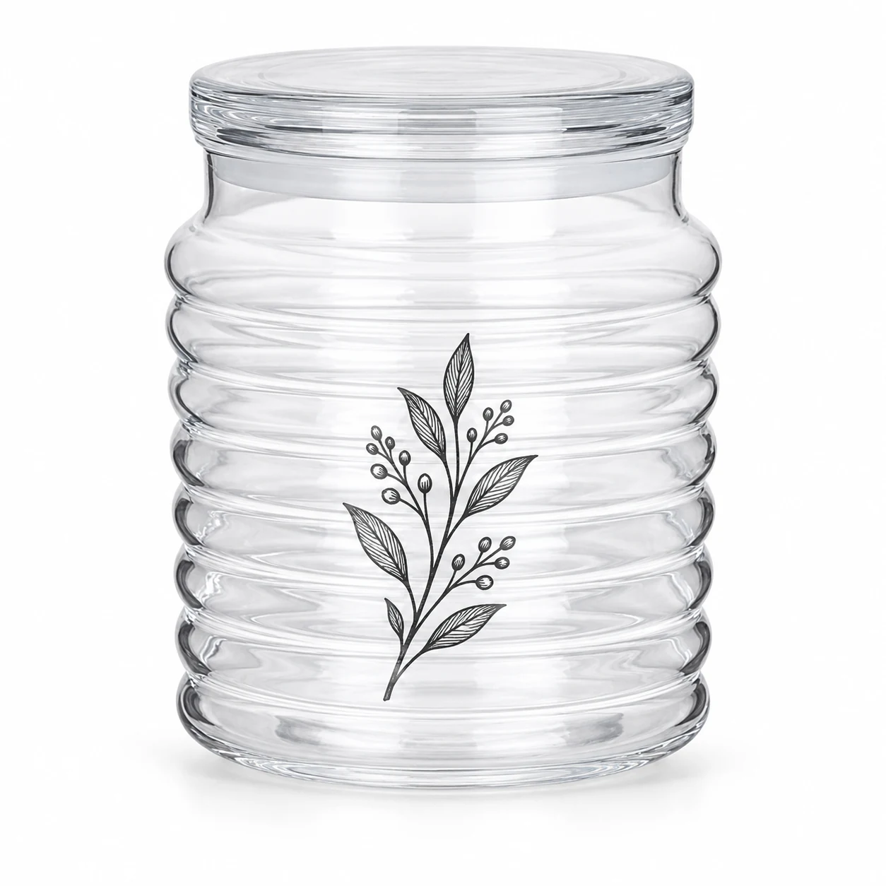 450ml Horizontal Ribbed Glass Candle Jar with Lid - VSS-CJ-033 — screen printing