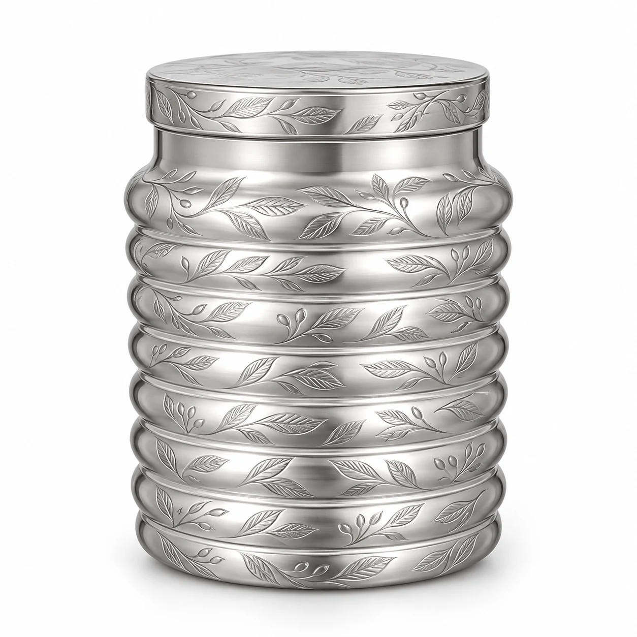 450ml Horizontal Ribbed Glass Candle Jar with Lid - VSS-CJ-033 — silver engraved