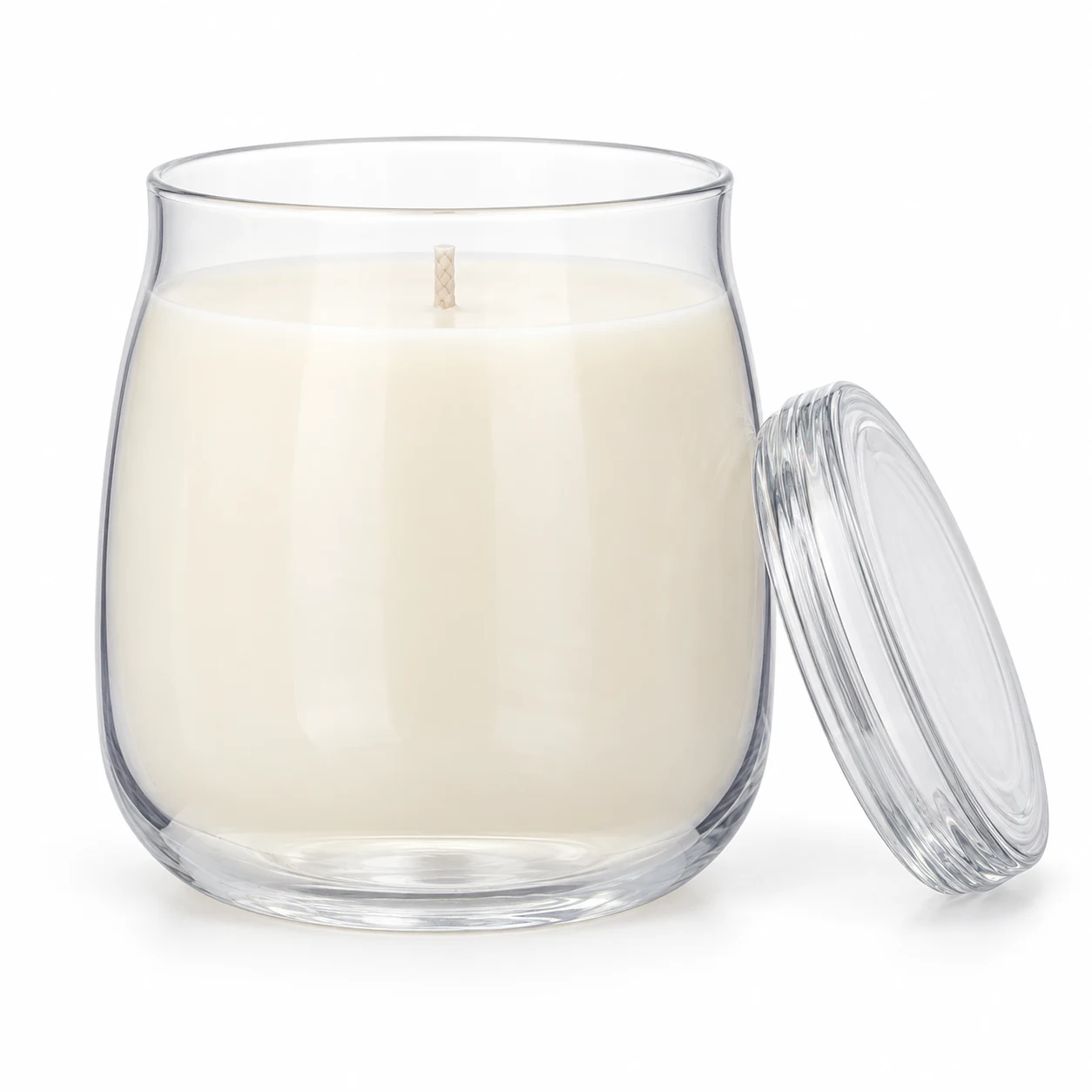450ml Rounded Glass Candle Jar with Lid - VSS-CJ-034 — clear wax