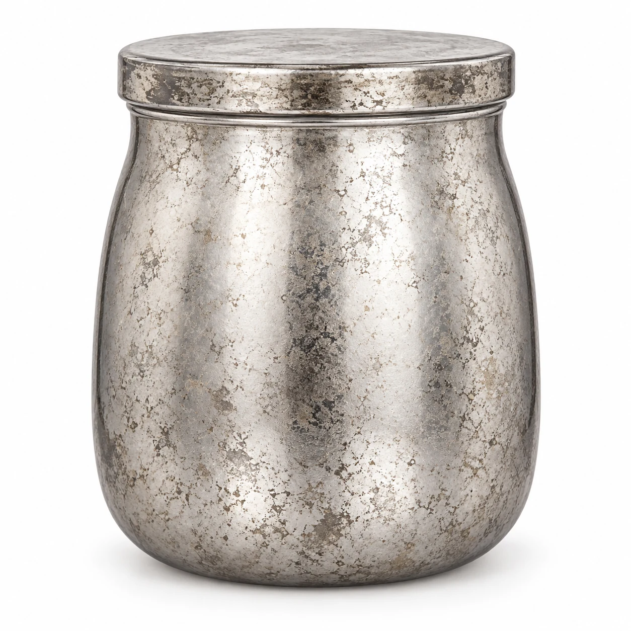 450ml Rounded Glass Candle Jar with Lid - VSS-CJ-034 — silver corroded