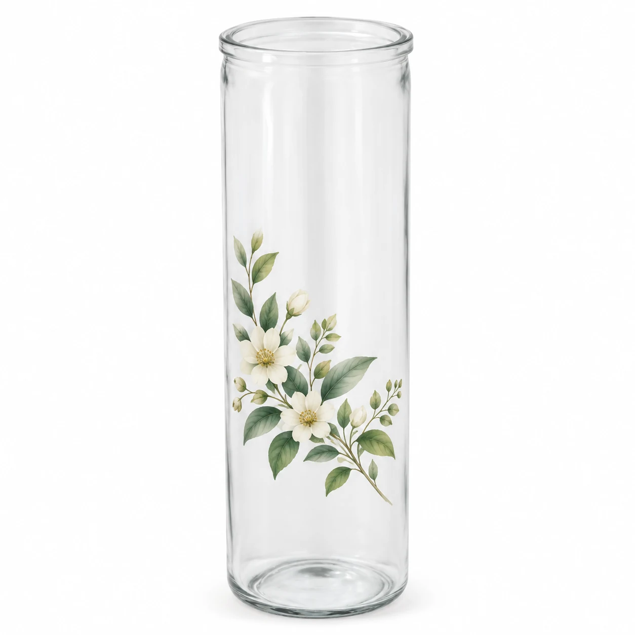 450ml Tall Cylindrical Glass Candle Jar - VSS-CJ-036 — botanical decal