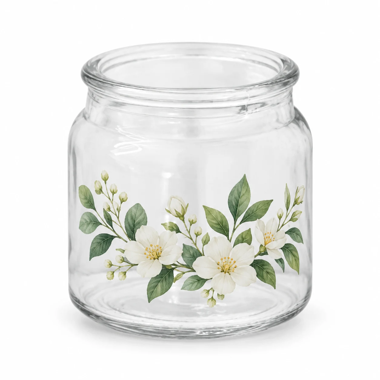 120ml Round Glass Candle Jar - VSS-CJ-037 — botanical decal