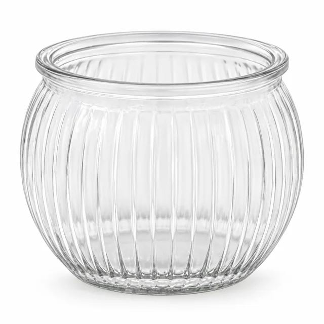 185ml Ribbed Round Glass Candle Jar (VSS-CJ-038) — clear