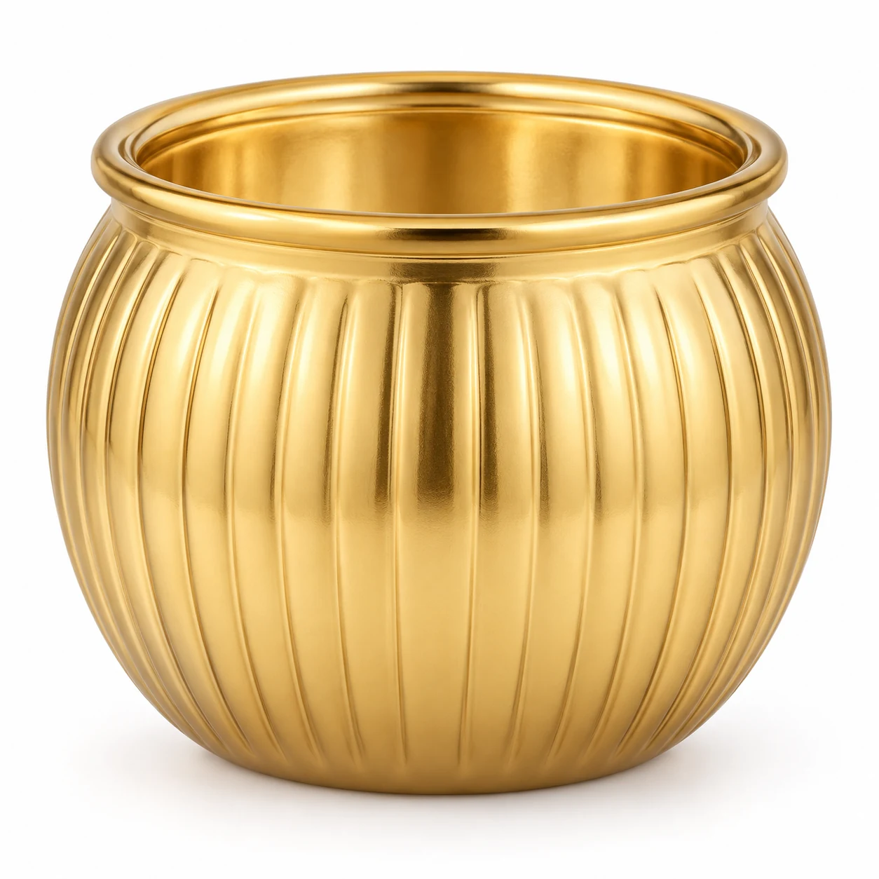 185ml Ribbed Round Glass Candle Jar (VSS-CJ-038) — gold