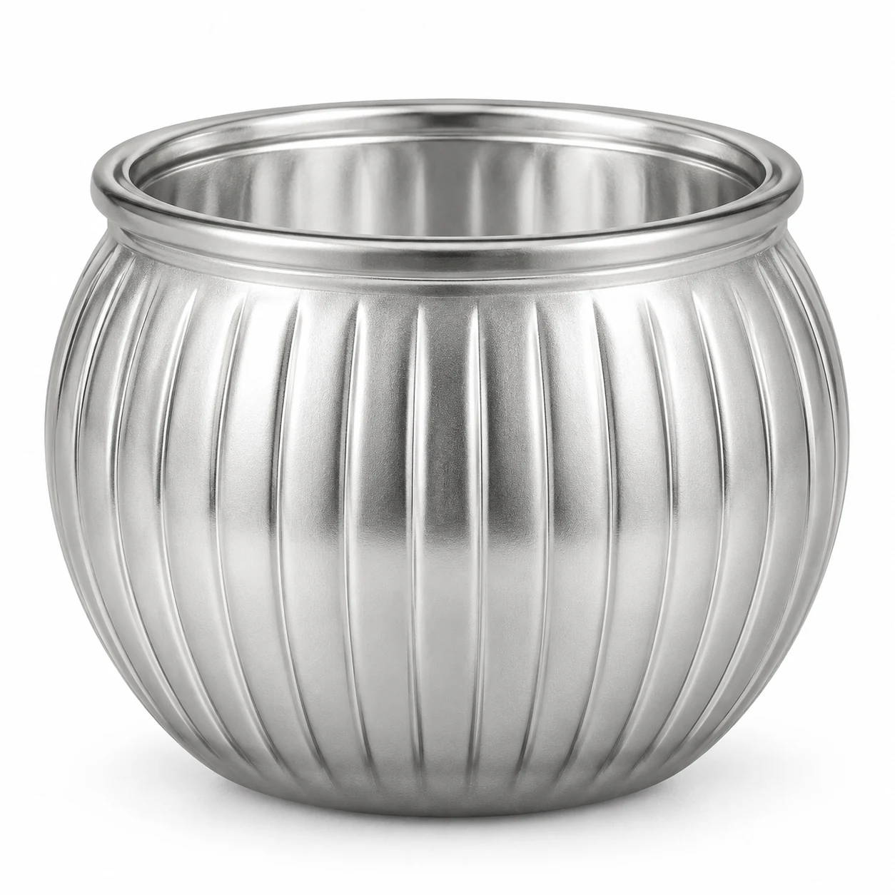 185ml Ribbed Round Glass Candle Jar (VSS-CJ-038) — silver