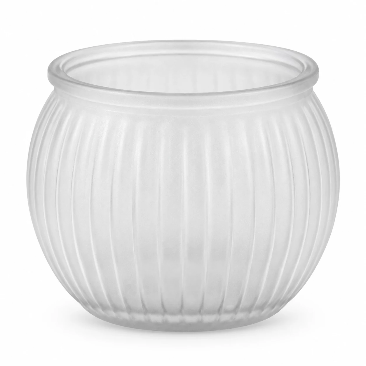 185ml Ribbed Round Glass Candle Jar (VSS-CJ-038) — frosted
