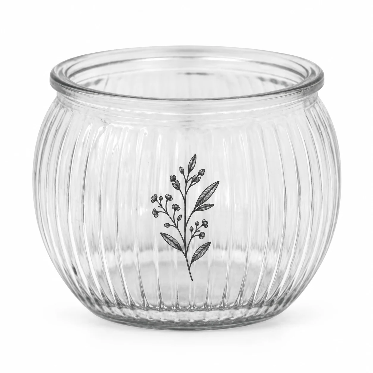 185ml Ribbed Round Glass Candle Jar (VSS-CJ-038) — screen printing