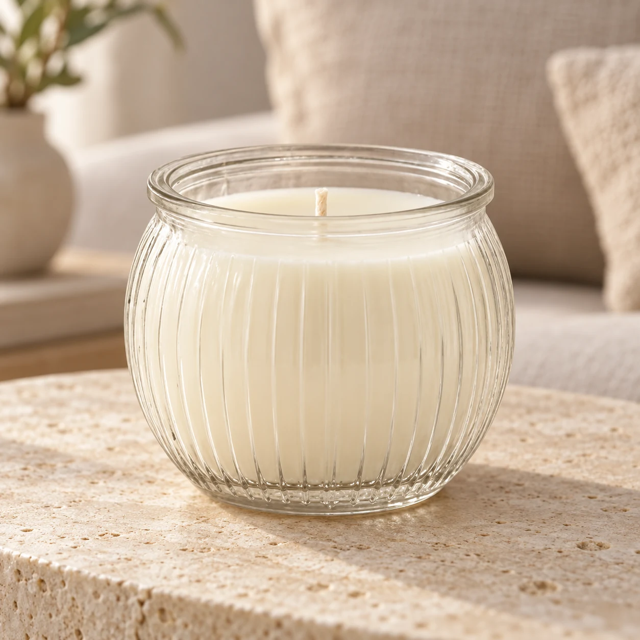 185ml Ribbed Round Glass Candle Jar (VSS-CJ-038) — lifestyle 01