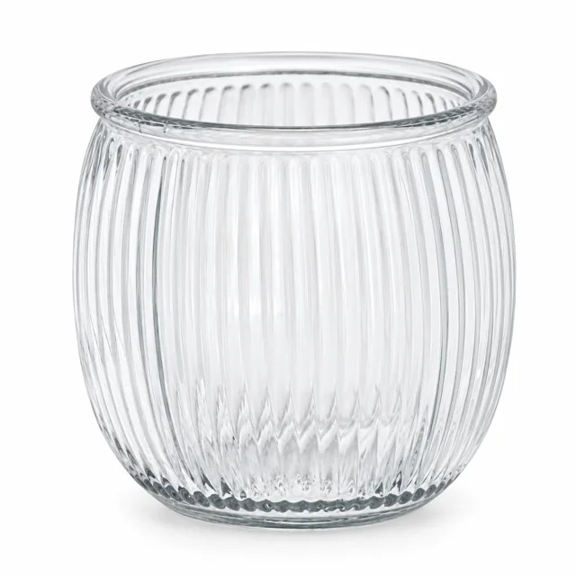 185ml Ribbed Round Glass Candle Jar (VSS-CJ-039) — clear