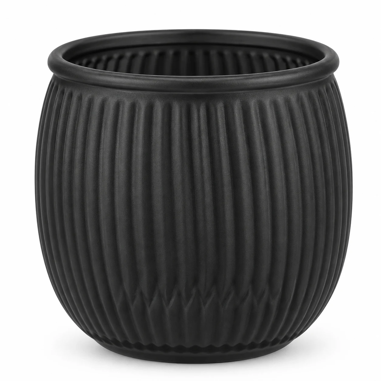 185ml Ribbed Round Glass Candle Jar (VSS-CJ-039) — black