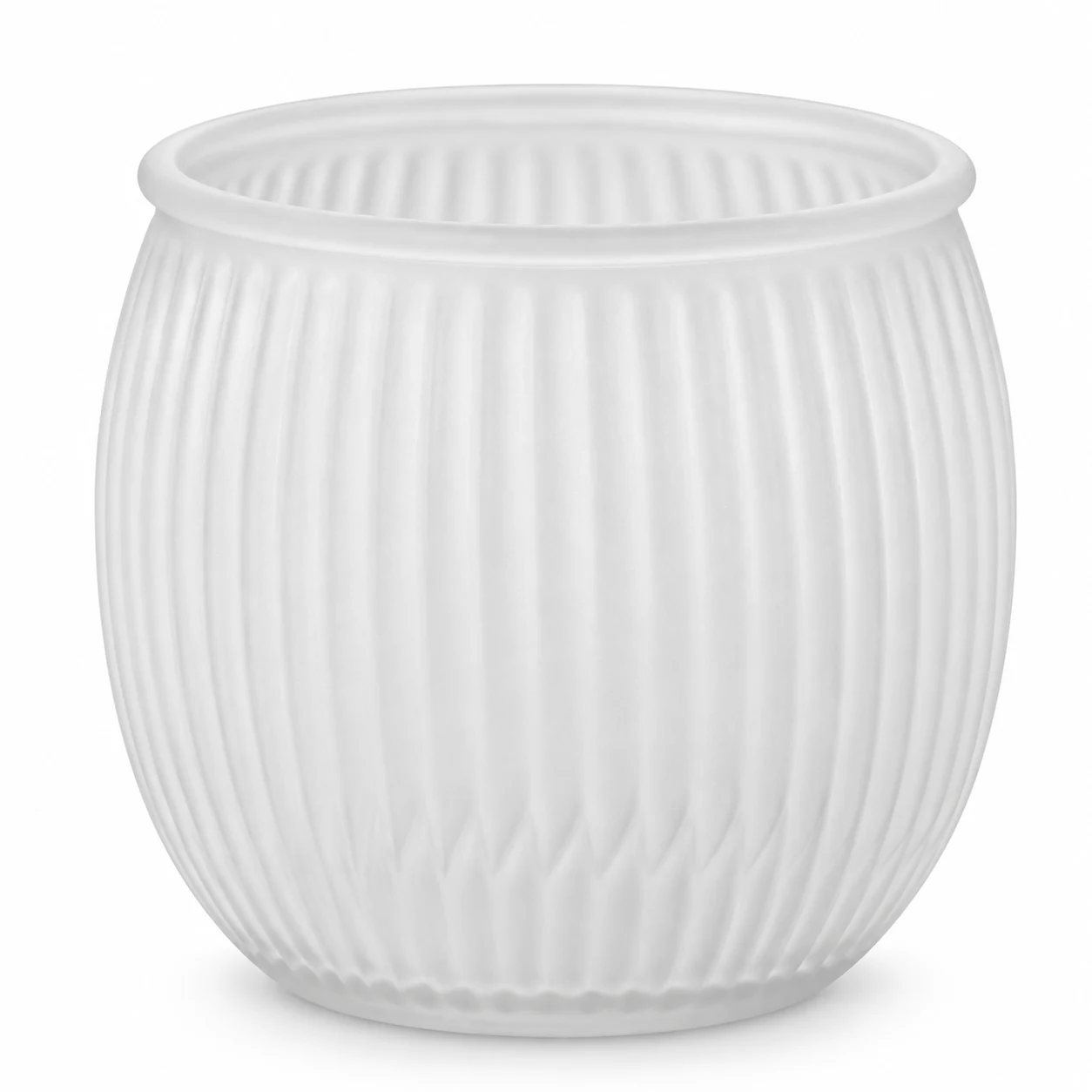 185ml Ribbed Round Glass Candle Jar (VSS-CJ-039) — white