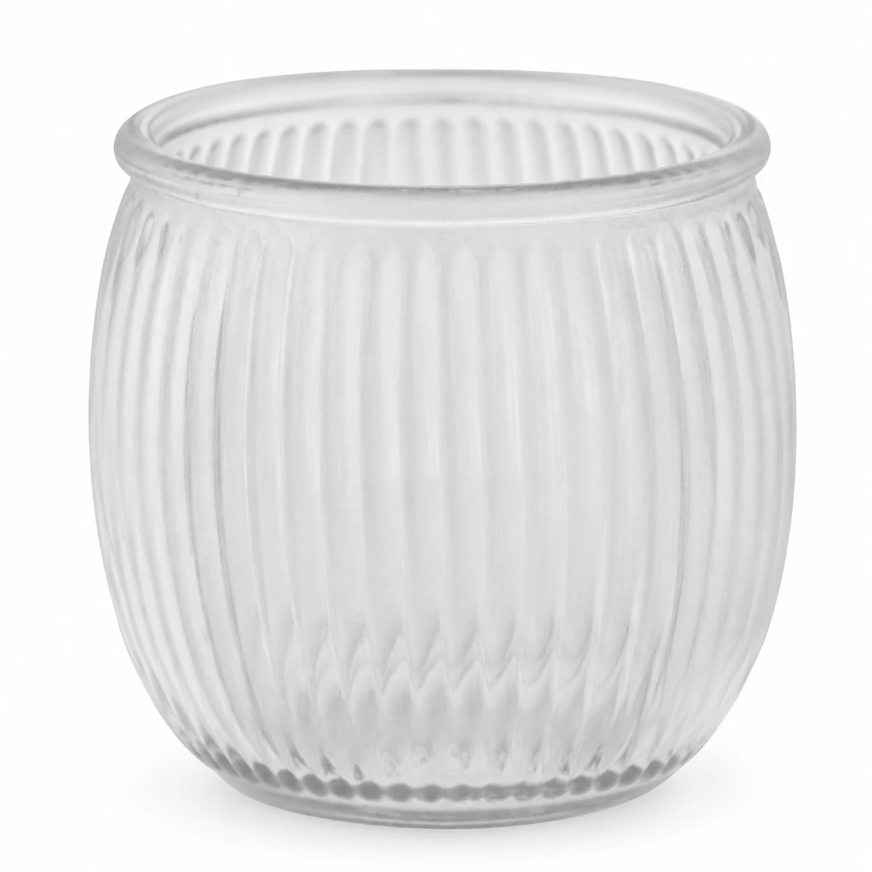 185ml Ribbed Round Glass Candle Jar (VSS-CJ-039) — frosted