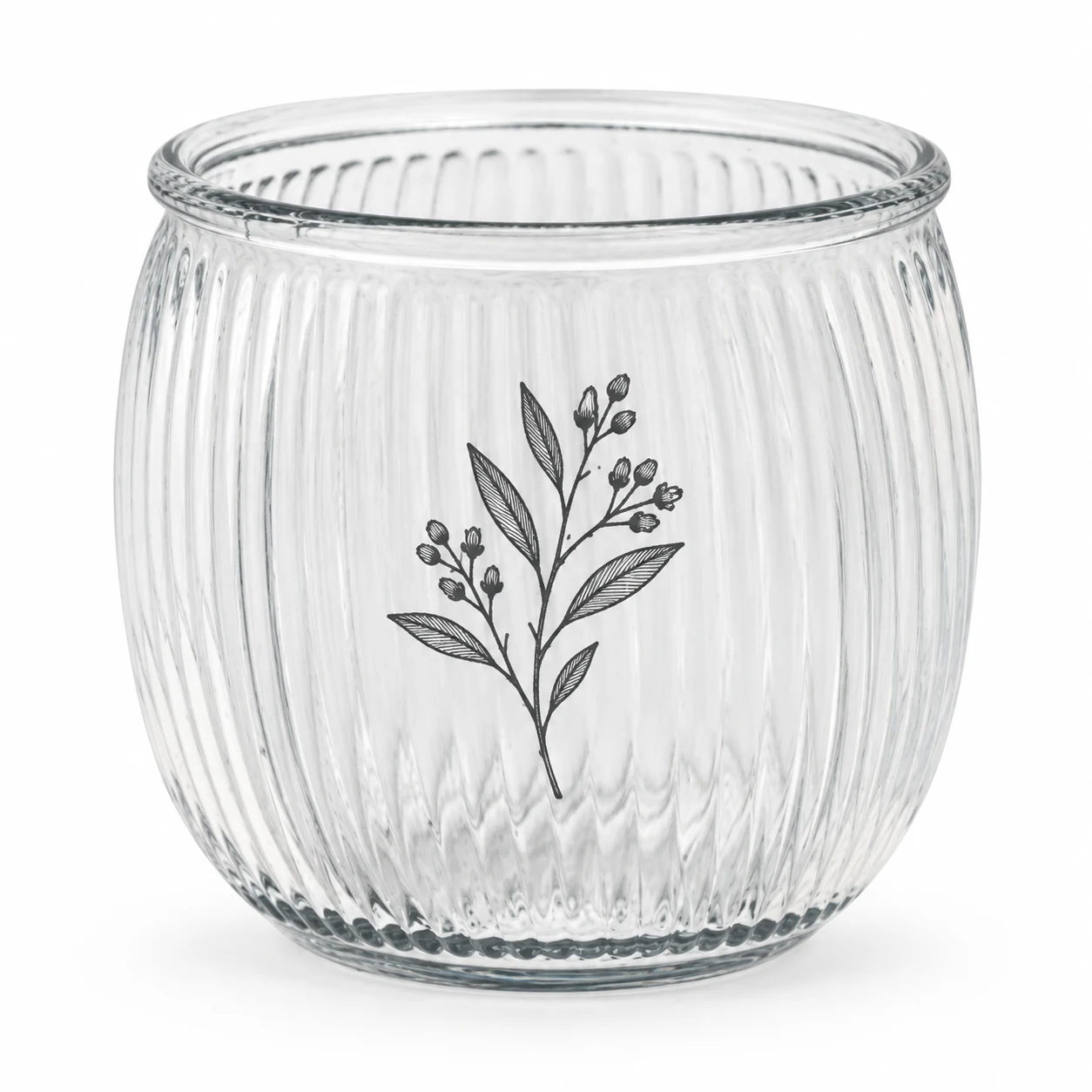 185ml Ribbed Round Glass Candle Jar (VSS-CJ-039) — screen printing