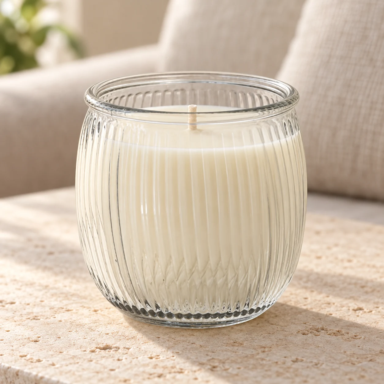 185ml Ribbed Round Glass Candle Jar (VSS-CJ-039) — lifestyle 01
