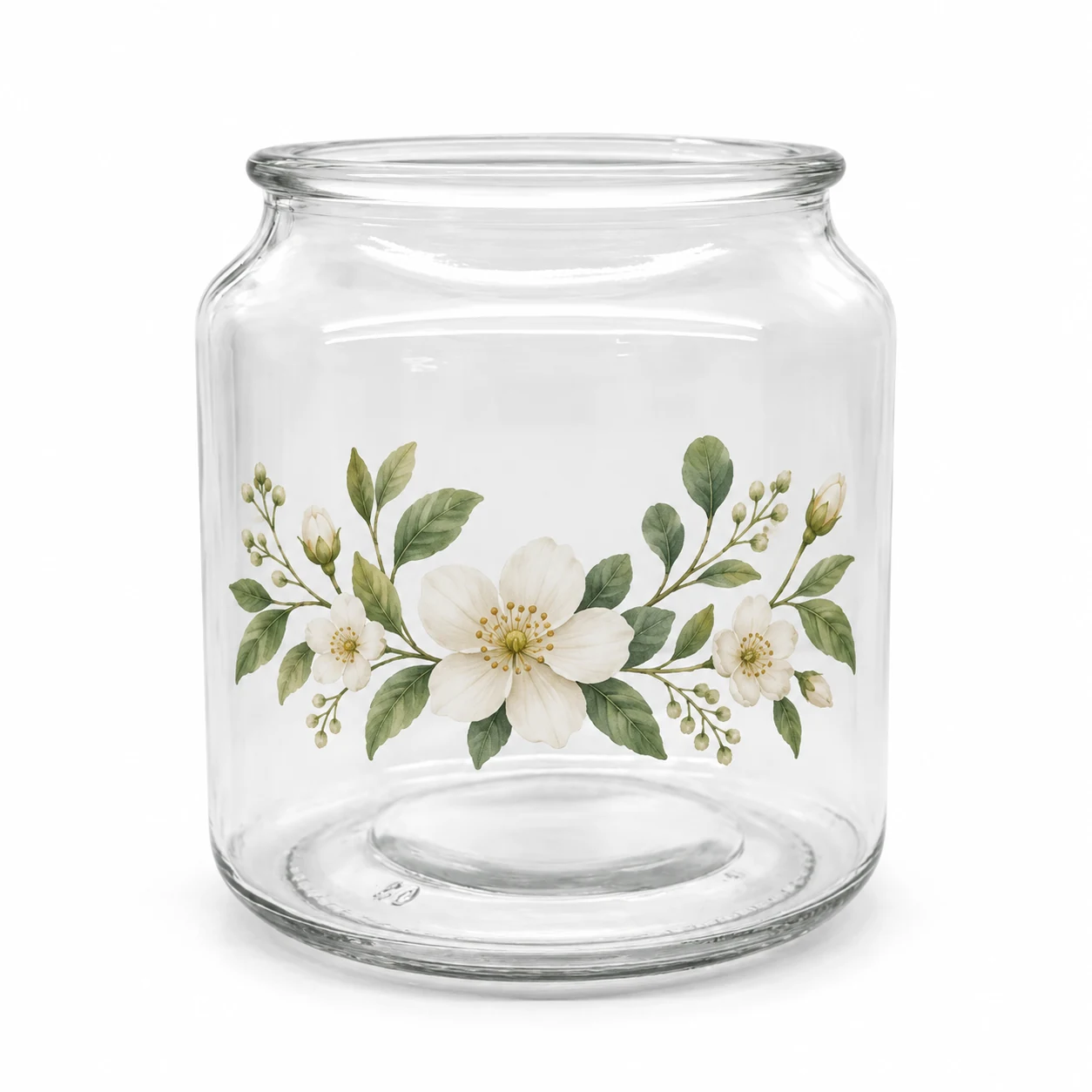 600ml Round Glass Candle Jar - VSS-CJ-040 — botanical decal