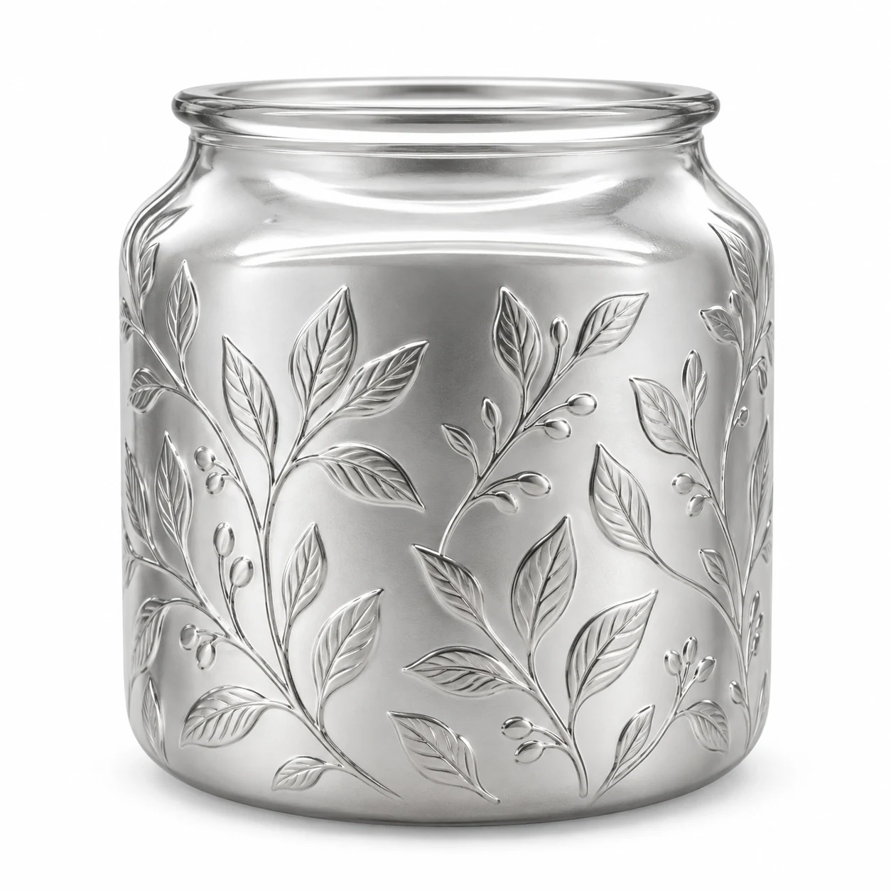 600ml Round Glass Candle Jar - VSS-CJ-040 — silver engraved
