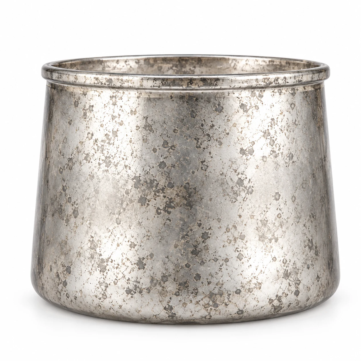 750ml Wide Round Glass Candle Jar - VSS-CJ-041 — silver corroded
