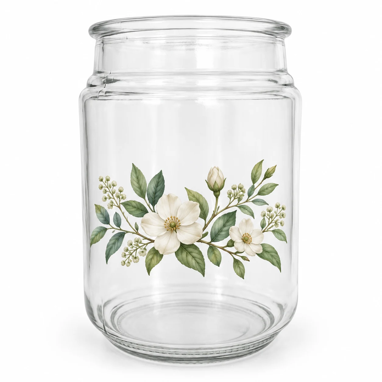 775ml Round Glass Candle Jar - VSS-CJ-042 — botanical decal