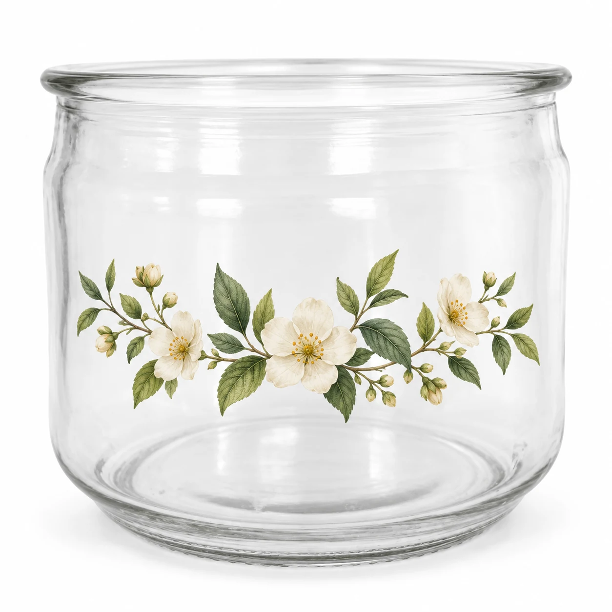 750ml Round Glass Candle Jar - VSS-CJ-043 — botanical decal