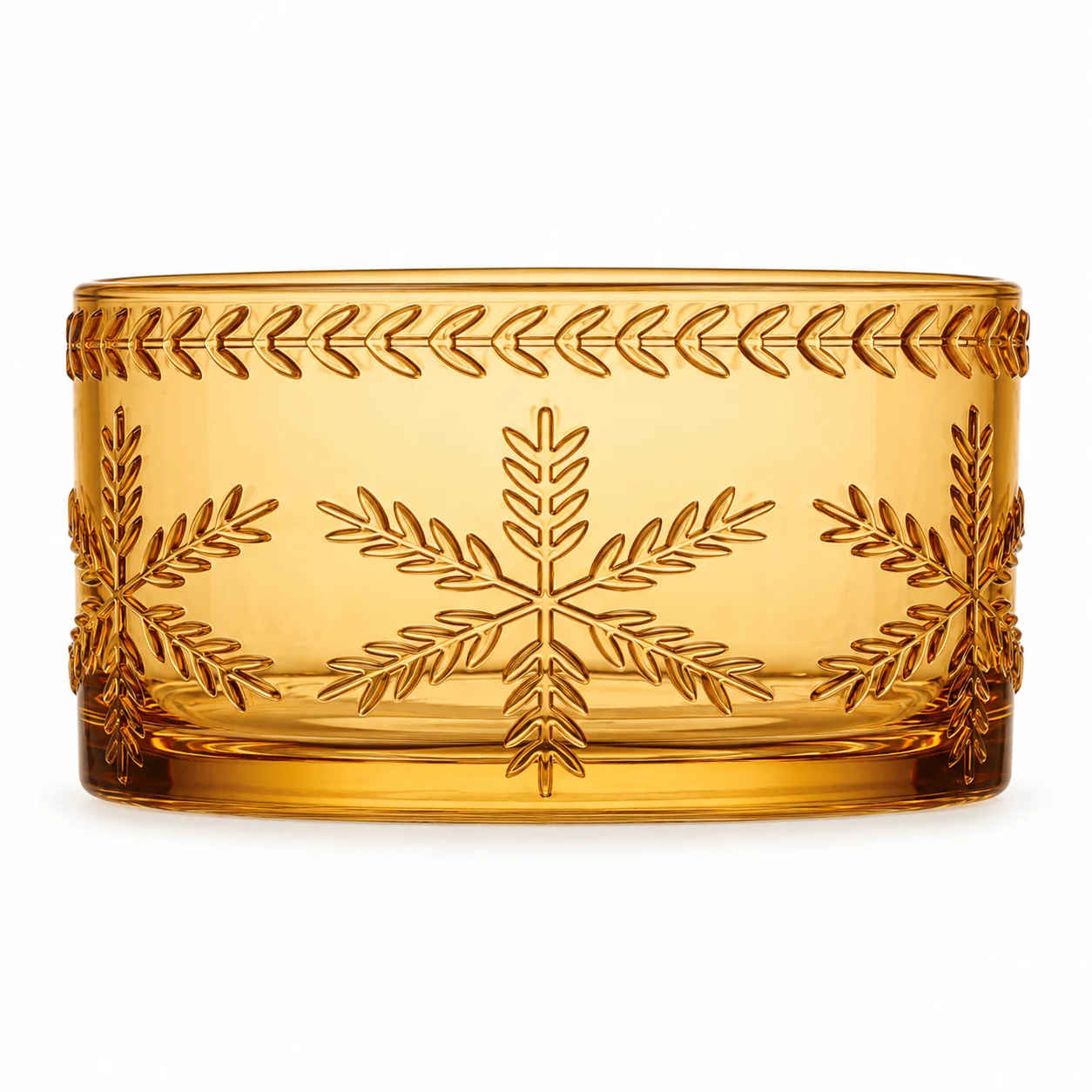 1050ml Leaf-Pattern Glass Candle Jar (VSS-CJ-044) — amber