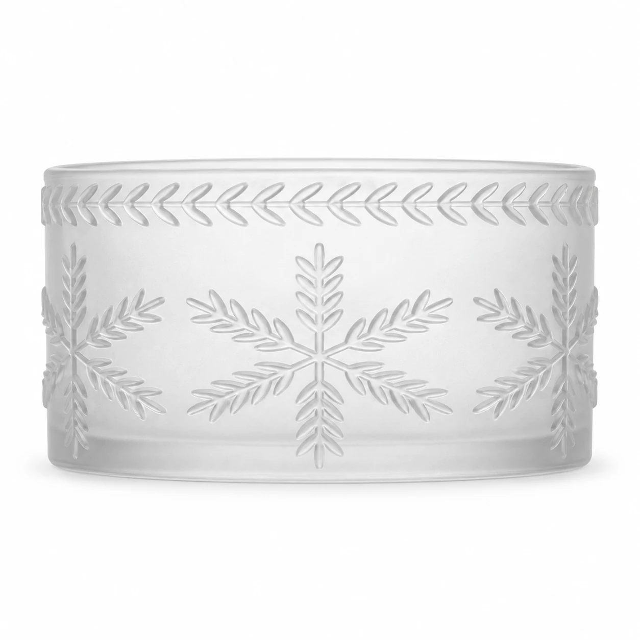 1050ml Leaf-Pattern Glass Candle Jar (VSS-CJ-044) — frosted