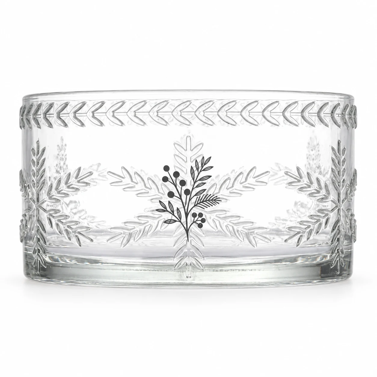 1050ml Leaf-Pattern Glass Candle Jar (VSS-CJ-044) — screen printing