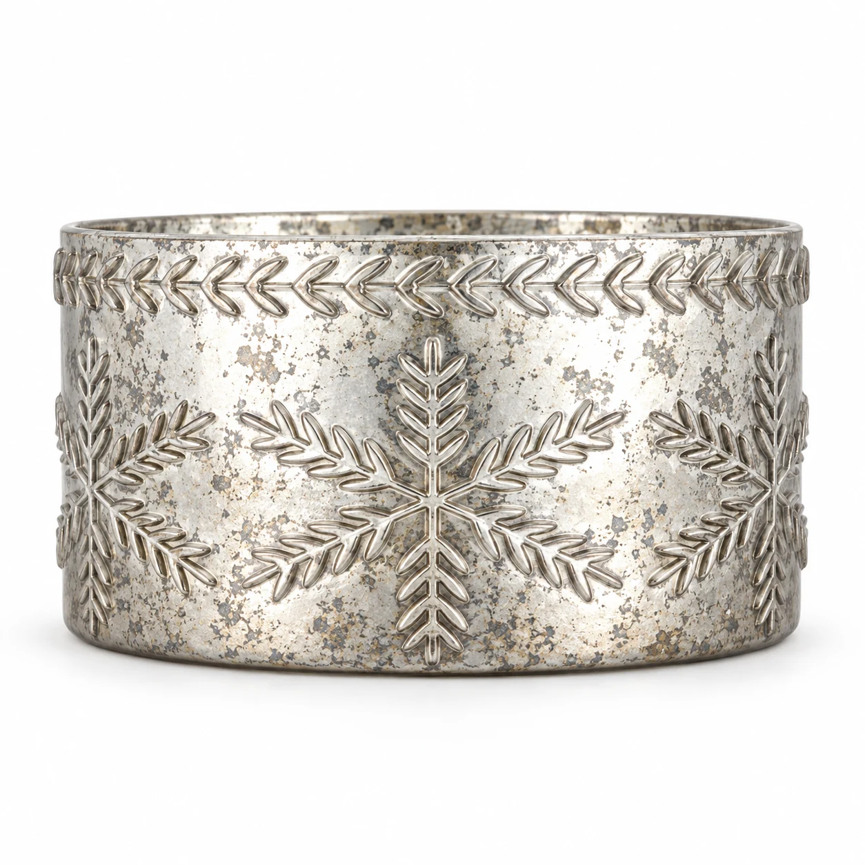 1050ml Leaf-Pattern Glass Candle Jar (VSS-CJ-044) — silver corroded