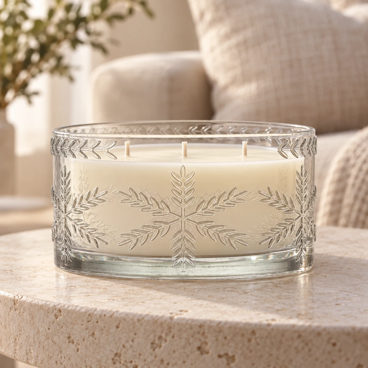 1050ml Leaf-Pattern Glass Candle Jar (VSS-CJ-044) — lifestyle 01