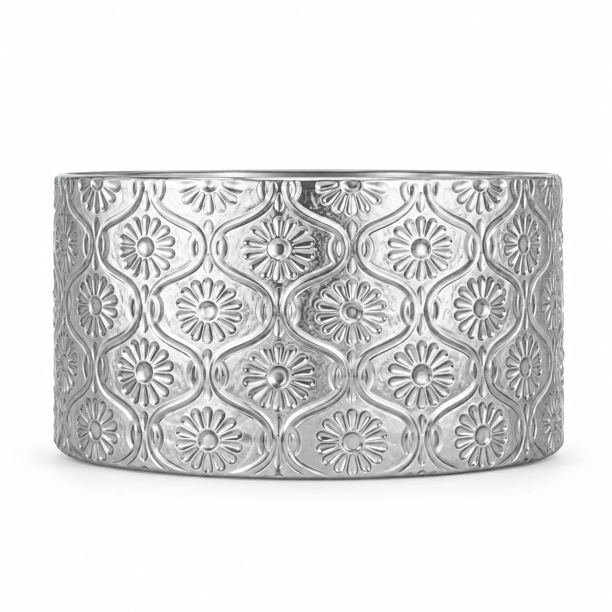 1050ml Floral-Pattern Glass Candle Jar (VSS-CJ-045) — silver