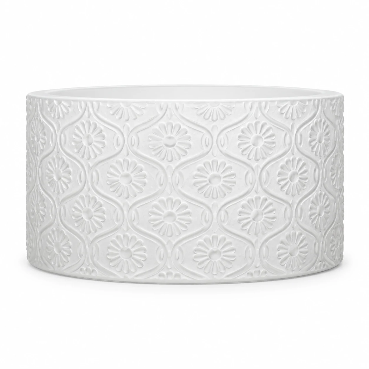 1050ml Floral-Pattern Glass Candle Jar (VSS-CJ-045) — white