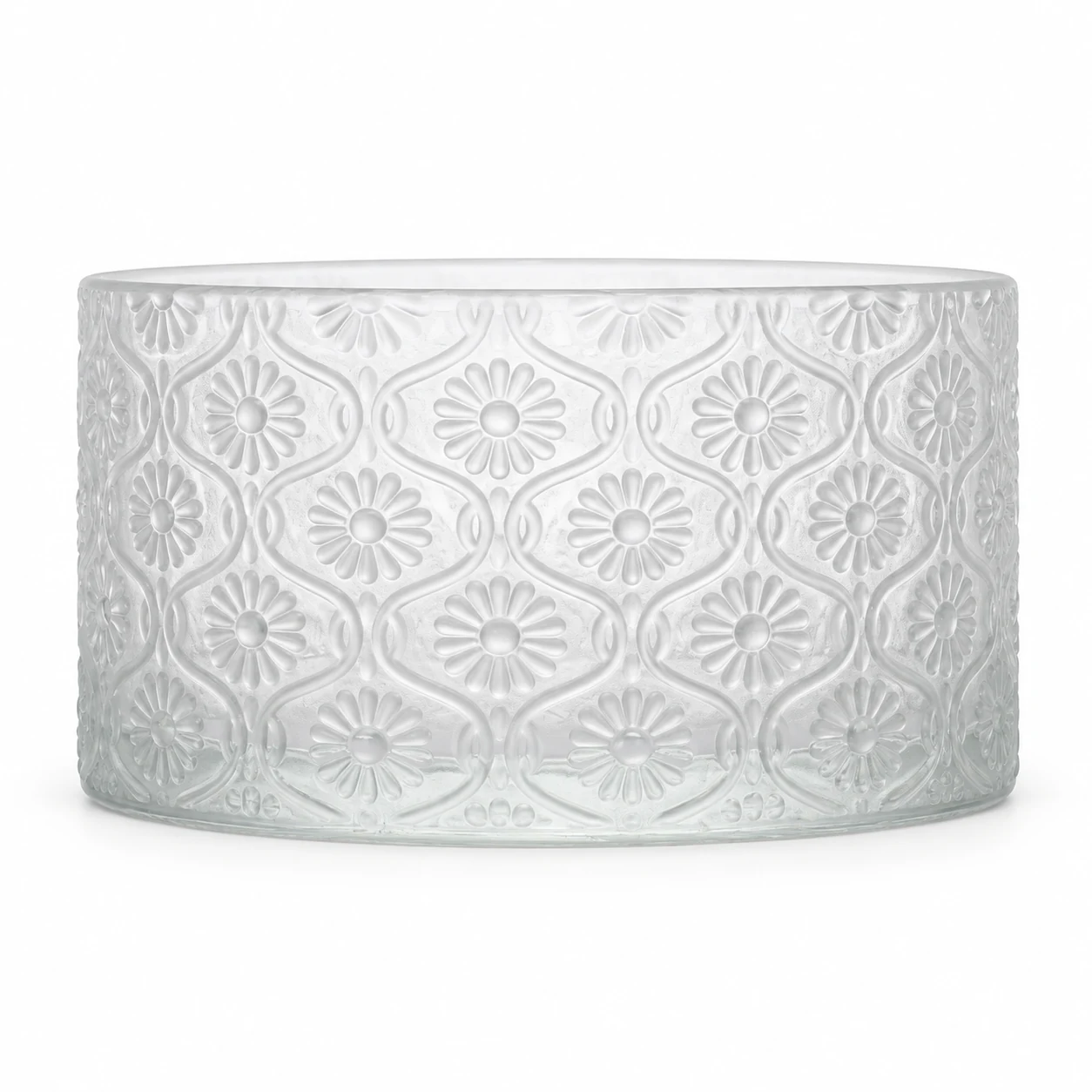 1050ml Floral-Pattern Glass Candle Jar (VSS-CJ-045) — frosted