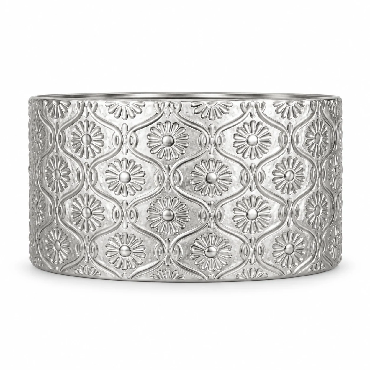 1050ml Floral-Pattern Glass Candle Jar (VSS-CJ-045) — silver engraved