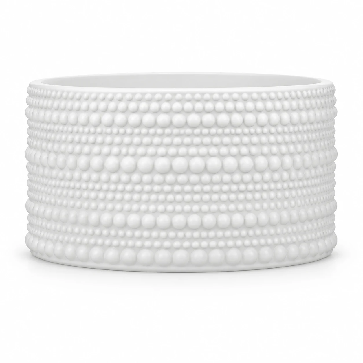 1050ml Beaded Glass Candle Jar (VSS-CJ-046) — white