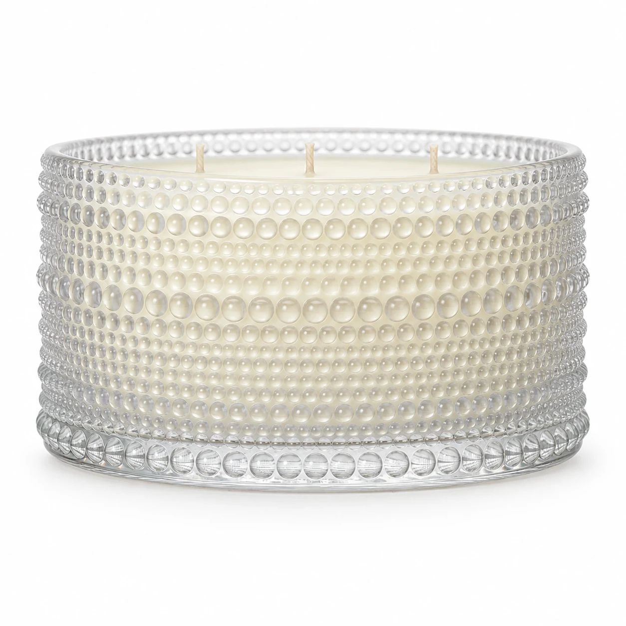1050ml Beaded Glass Candle Jar (VSS-CJ-046) — clear wax