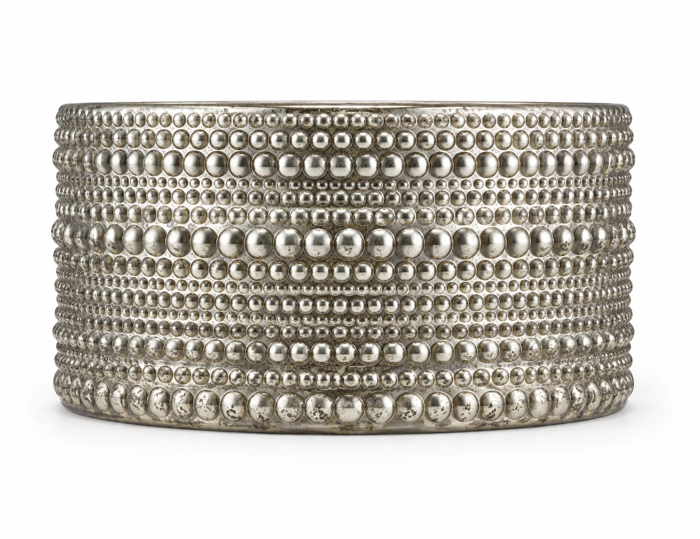 1050ml Beaded Glass Candle Jar (VSS-CJ-046) — silver corroded