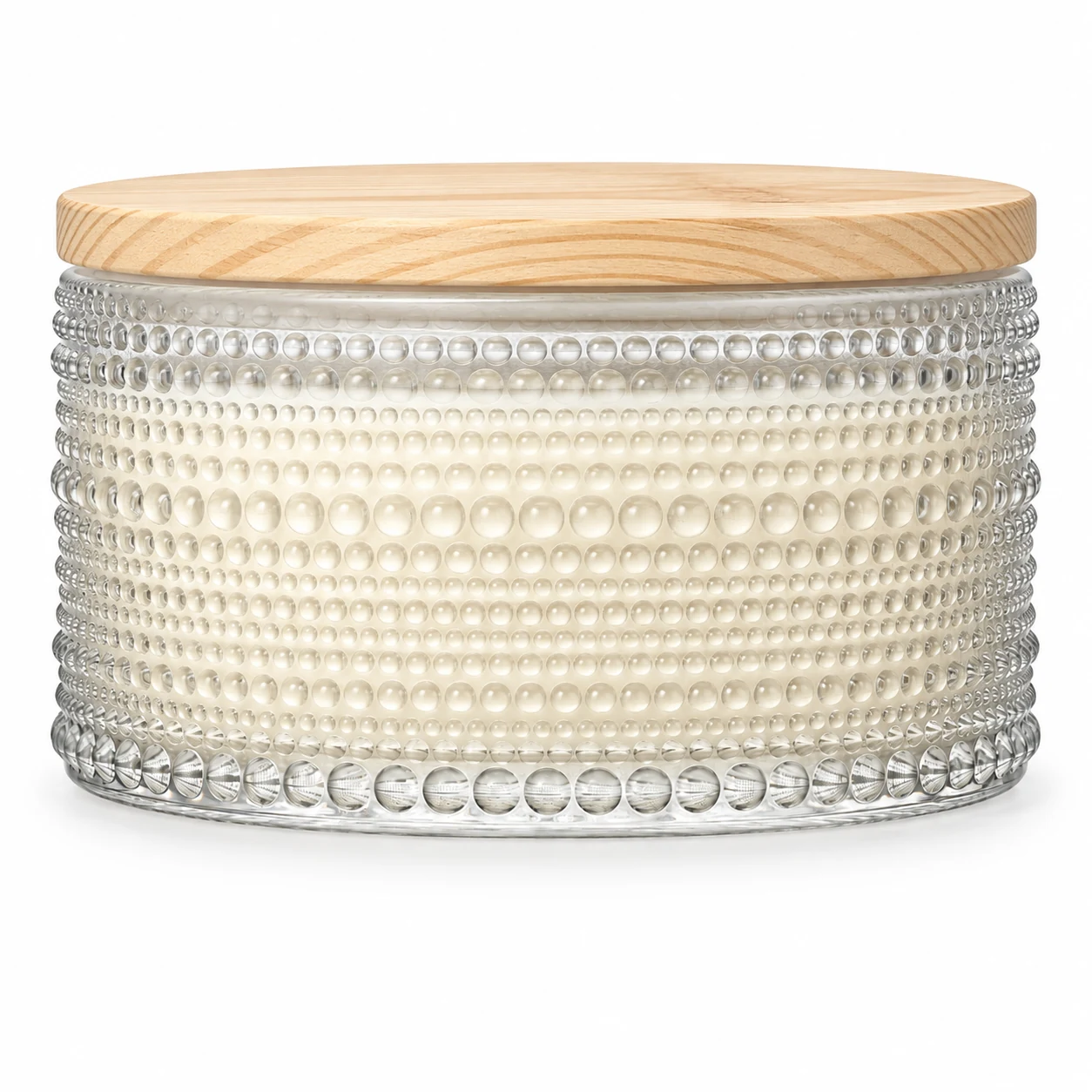 1050ml Beaded Glass Candle Jar (VSS-CJ-046) — candle application — pine lid closed