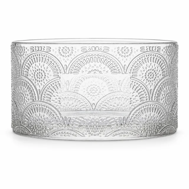 1050ml Fan-Pattern Glass Candle Jar (VSS-CJ-047) — clear