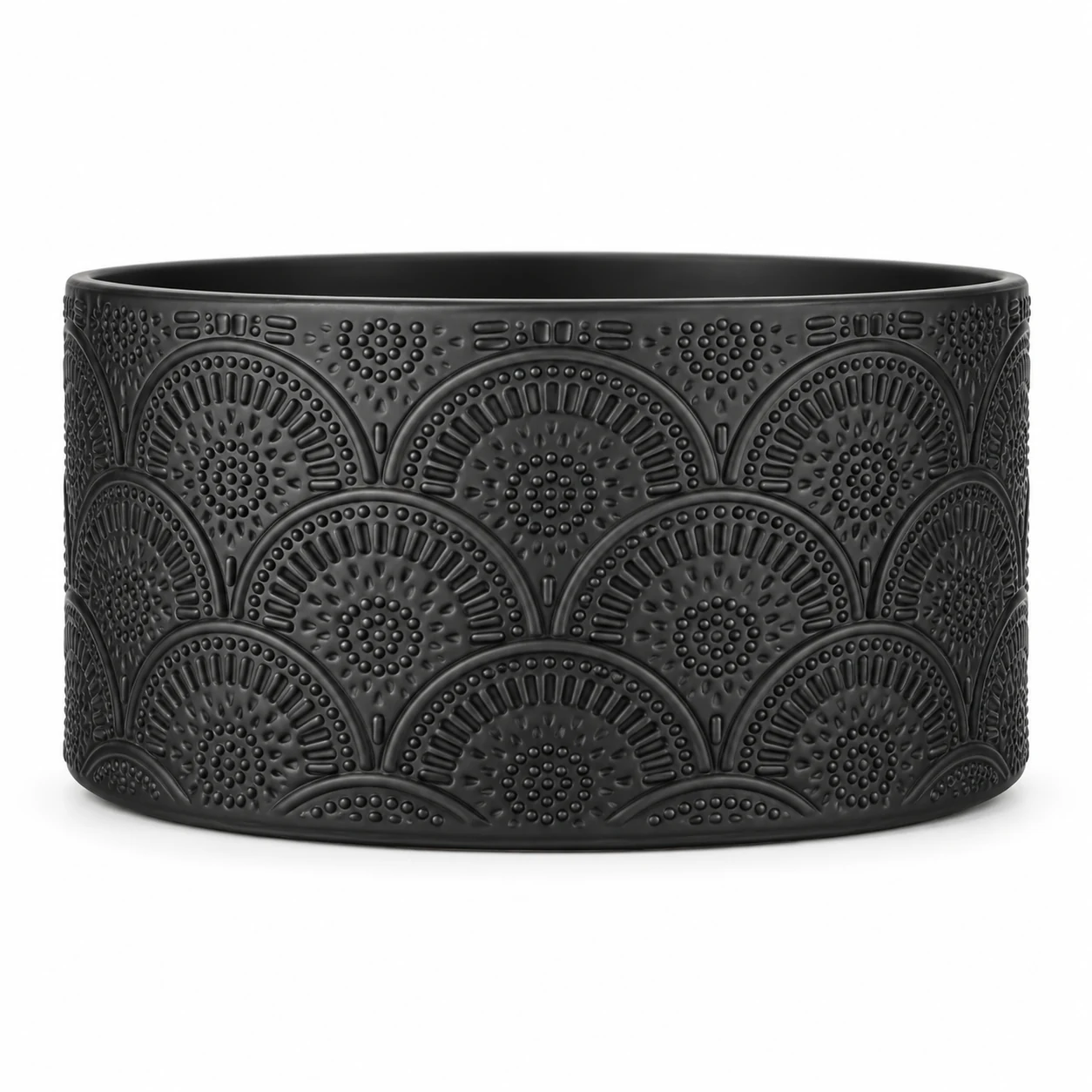 1050ml Fan-Pattern Glass Candle Jar (VSS-CJ-047) — black