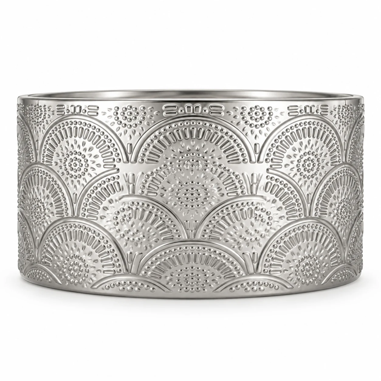1050ml Fan-Pattern Glass Candle Jar (VSS-CJ-047) — silver