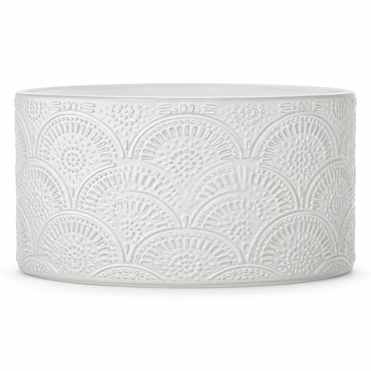 1050ml Fan-Pattern Glass Candle Jar (VSS-CJ-047) — white