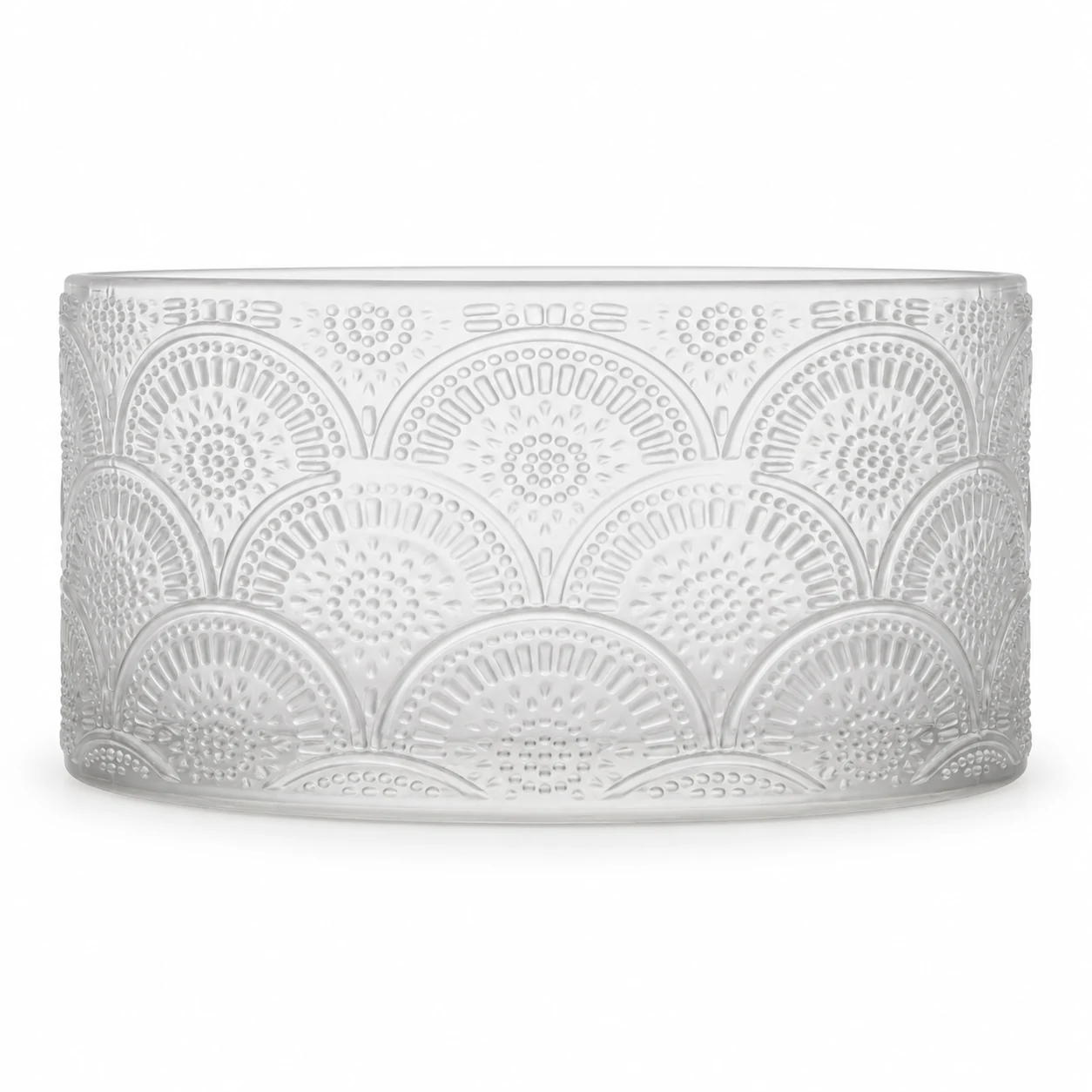 1050ml Fan-Pattern Glass Candle Jar (VSS-CJ-047) — frosted